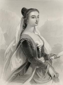 <figcaption>Laura de Noves - engraving by F. Holl from 'Noted Women' by Mary Cowden Clarke (1858)</figcaption>